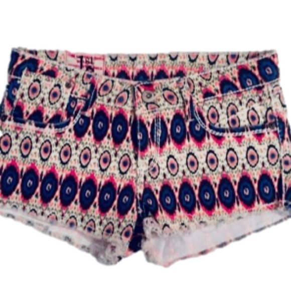 Tribal Low Rise Aztec Denim Mini Cut Off Shorts - Picture 1 of 8
